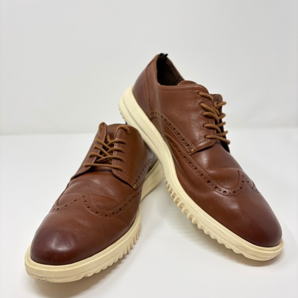 Cole Haan Grand+ Wingtip Oxford Brown Leather Lightweight Shoes Men's 10.5M